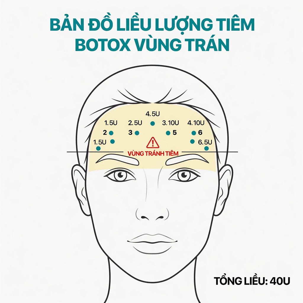 Protocol tiêm Botox trán và các vùng cần lưu ý