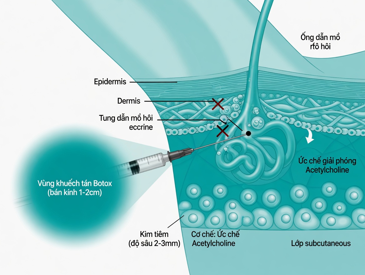 Kỹ thuật iodine starch test mapping vùng tiêm Botox nách