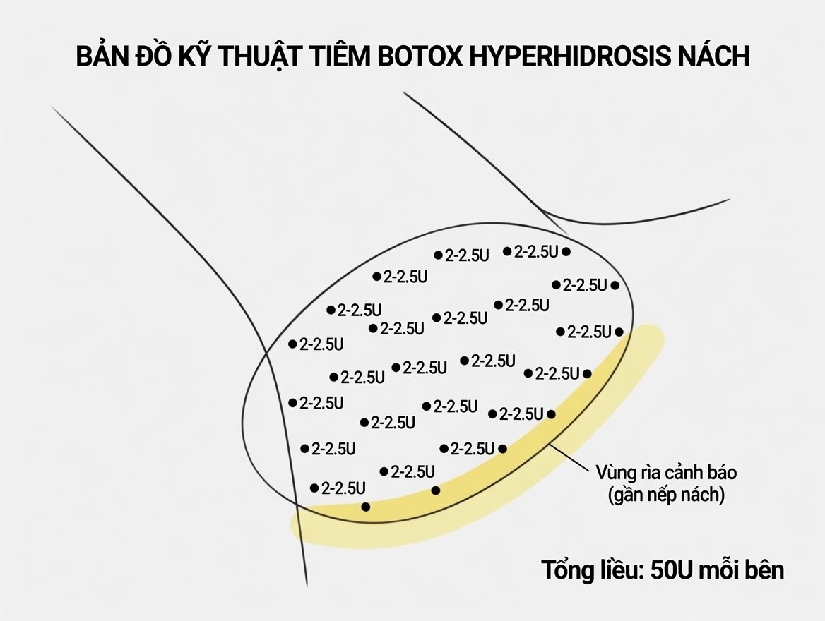 Kỹ thuật grid tiêm Botox hyperhidrosis nách chuẩn