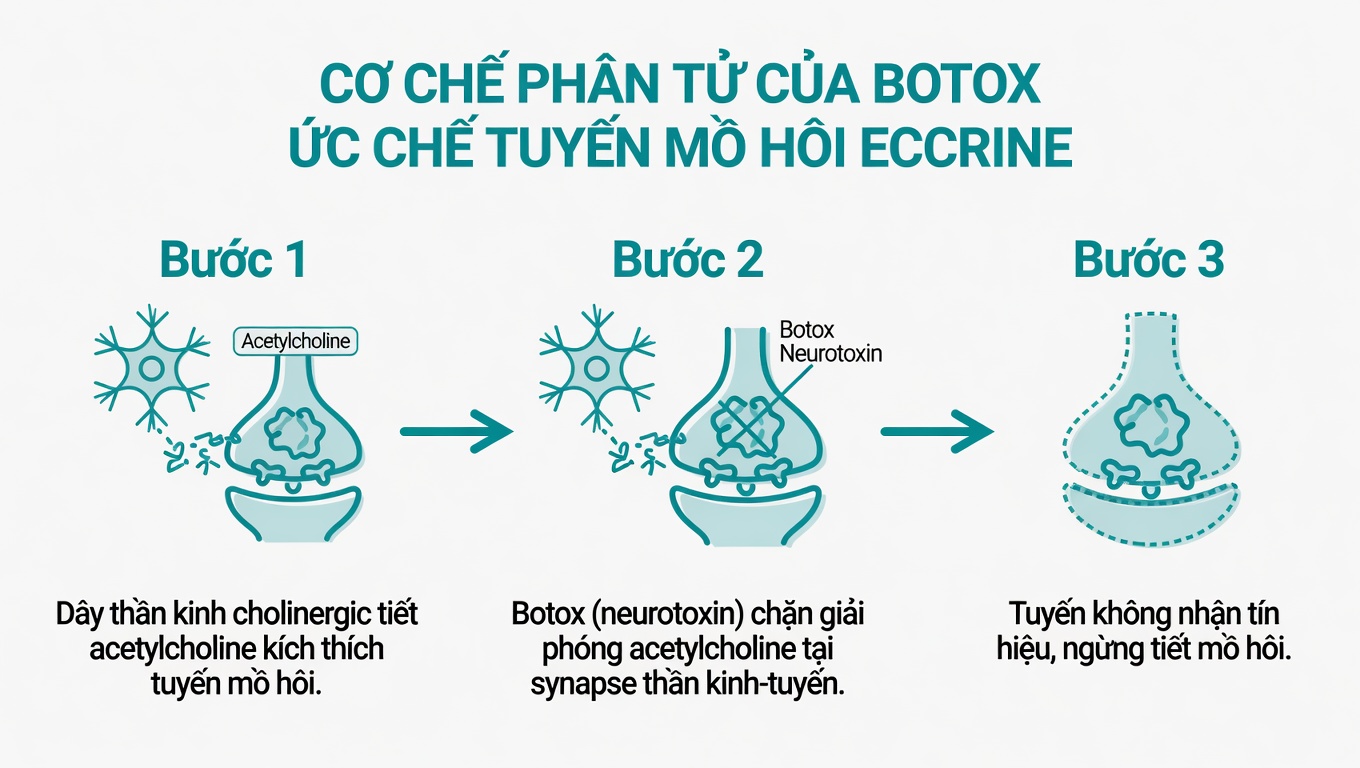 Cơ chế phân tử Botox ức chế tuyến mồ hôi eccrine