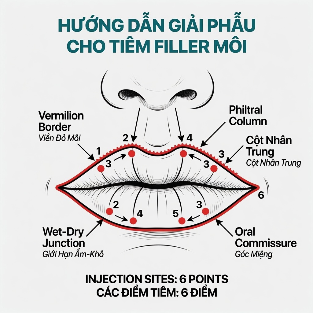 Sơ đồ giải phẫu môi nhìn thẳng từ phía trước