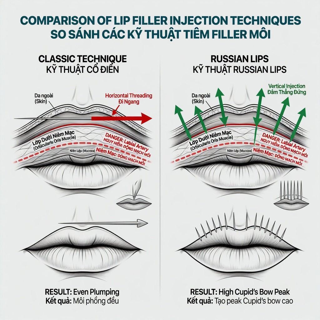 So sánh kỹ thuật Russian Lips và Classic Threading