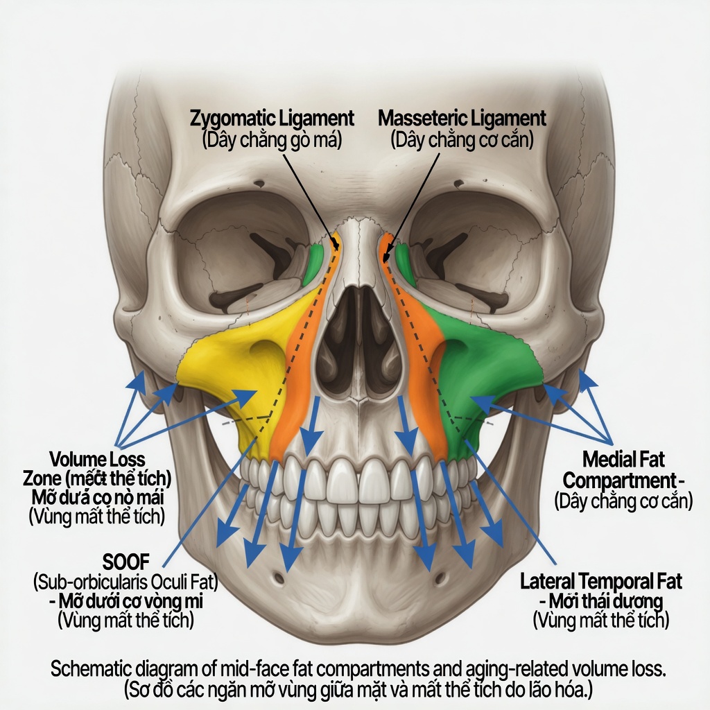 Giải phẫu fat compartments vùng má mid-face