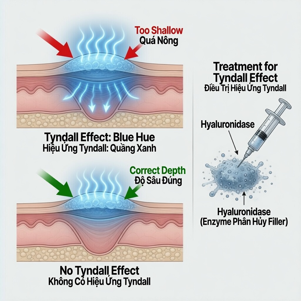 Tyndall effect và cách phòng tránh filler mắt